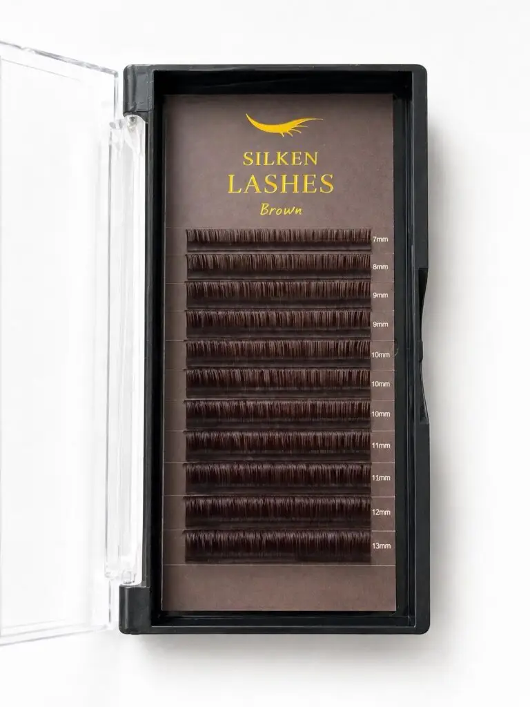 Rzęsy Brązowe MIX Silken Lashes 7-13mm - brązowe rzęsy w przezroczystym pudełku