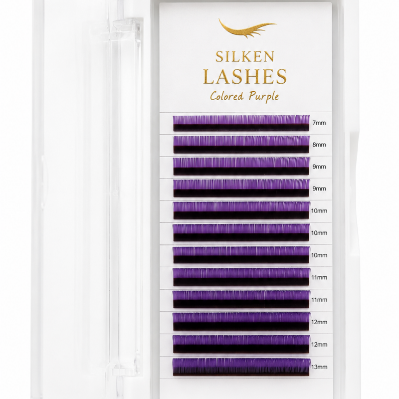 Rzęsy fioletowe MIX 7-13 mm Silken Lashes