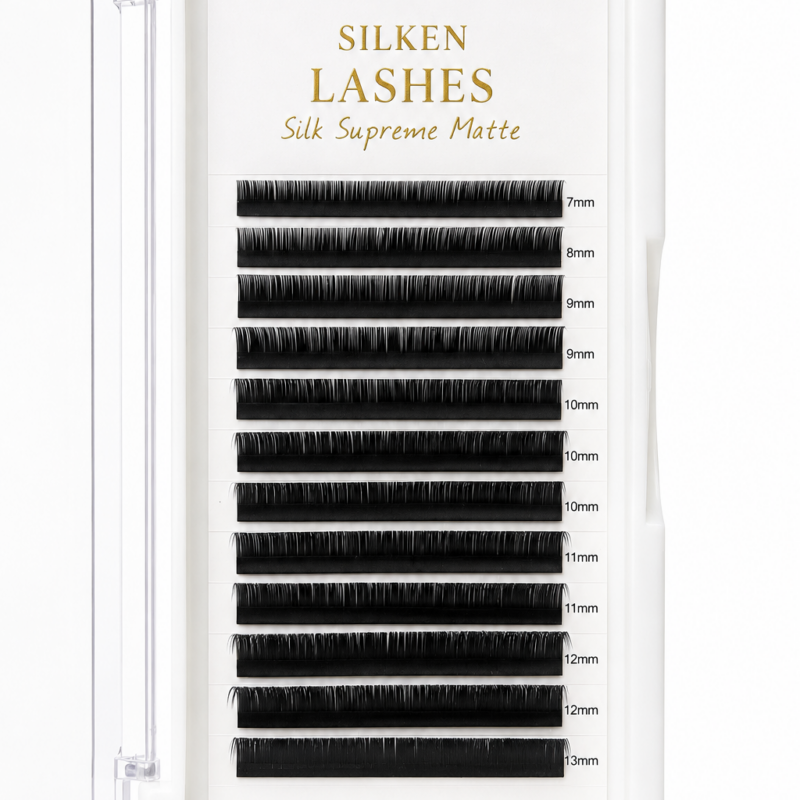 Rzęsy Silk Supreme Matte MIX Silken Lashes 7-13mm - czarne rzęsy o matowym wykończeniu