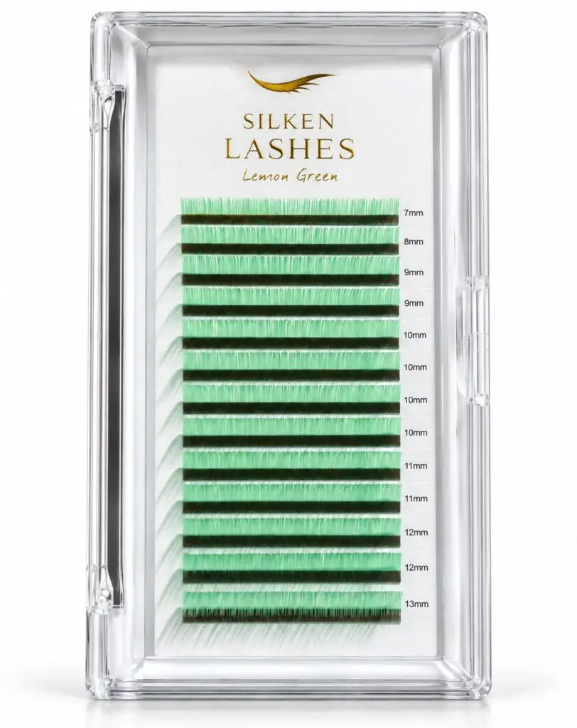 Rzęsy Lemon Green MIX 7-13 mm Silken Lashes – paletka zielonych rzęs do przedłużania