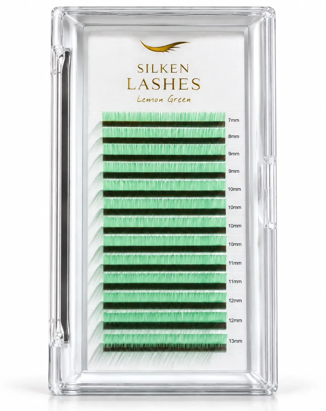 Rzęsy Lemon Green MIX 7-13 mm Silken Lashes – paletka zielonych rzęs do przedłużania